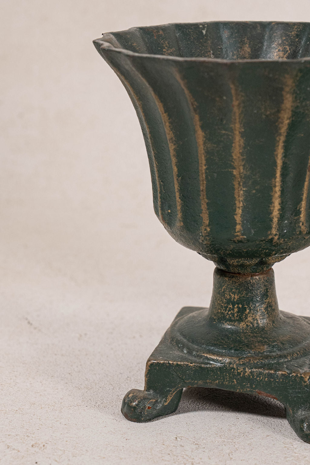 PAIR | Antique French Petite Cast Iron Fluted Urns