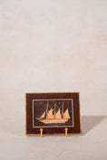 Load image into Gallery viewer, PAIR of Petite Sailboat Dioramas in Brown Frames
