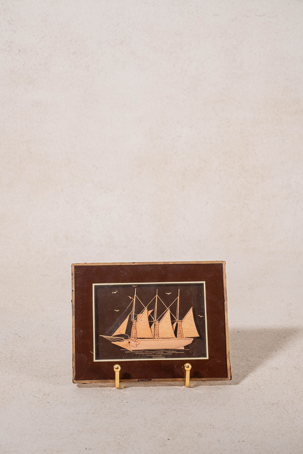 PAIR of Petite Sailboat Dioramas in Brown Frames