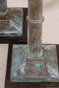 Load image into Gallery viewer, Pair Verdigris Metal Candlesticks
