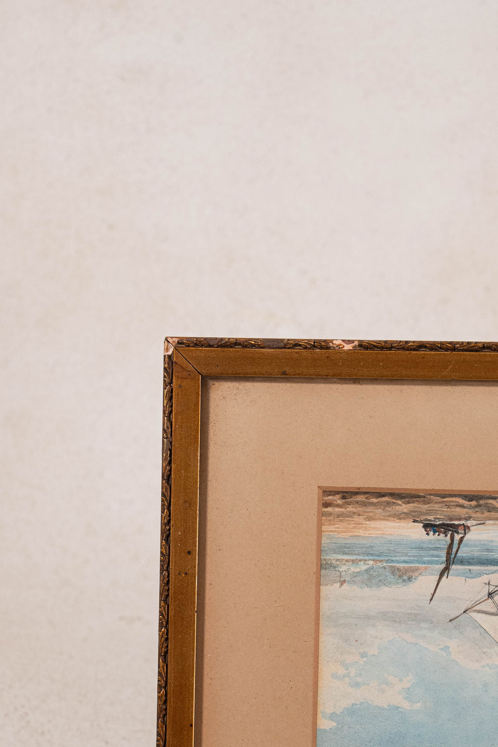 19th Century HMS Britannia Original Watercolor in Gold Frame (c. 1835)