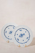 Load image into Gallery viewer, PAIR Blue + White Floral Spode Plates (c. 1840)
