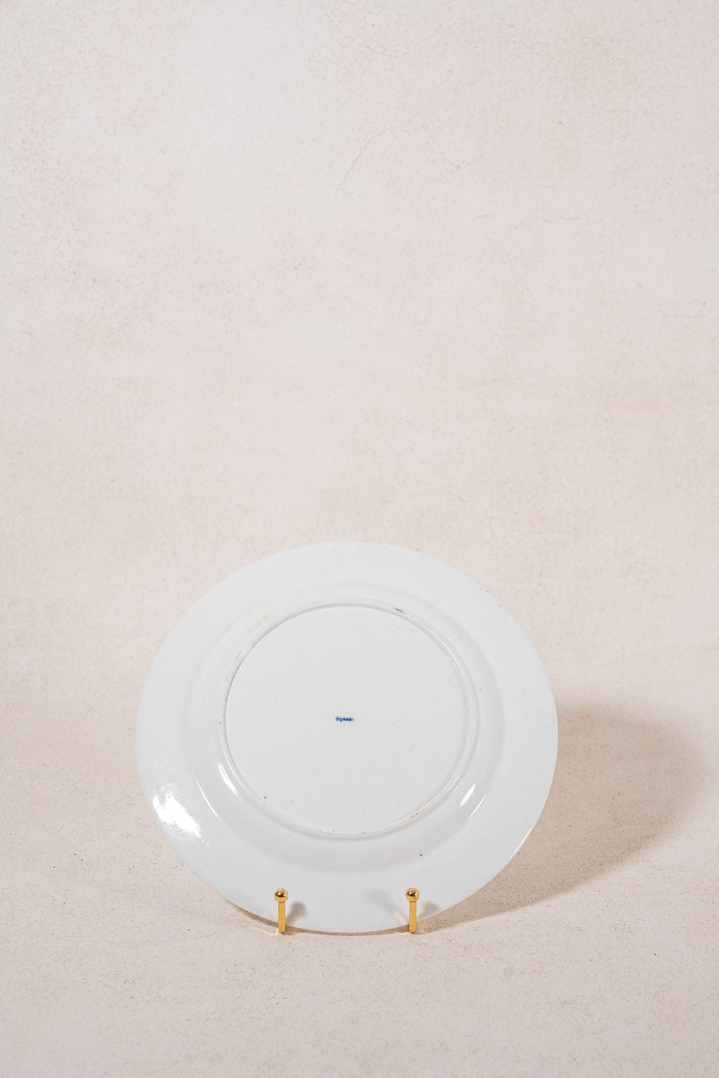 PAIR Blue + White Floral Spode Plates (c. 1840)
