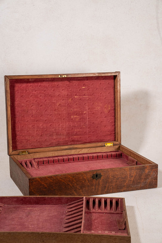 Antique English Oak Flatware Box