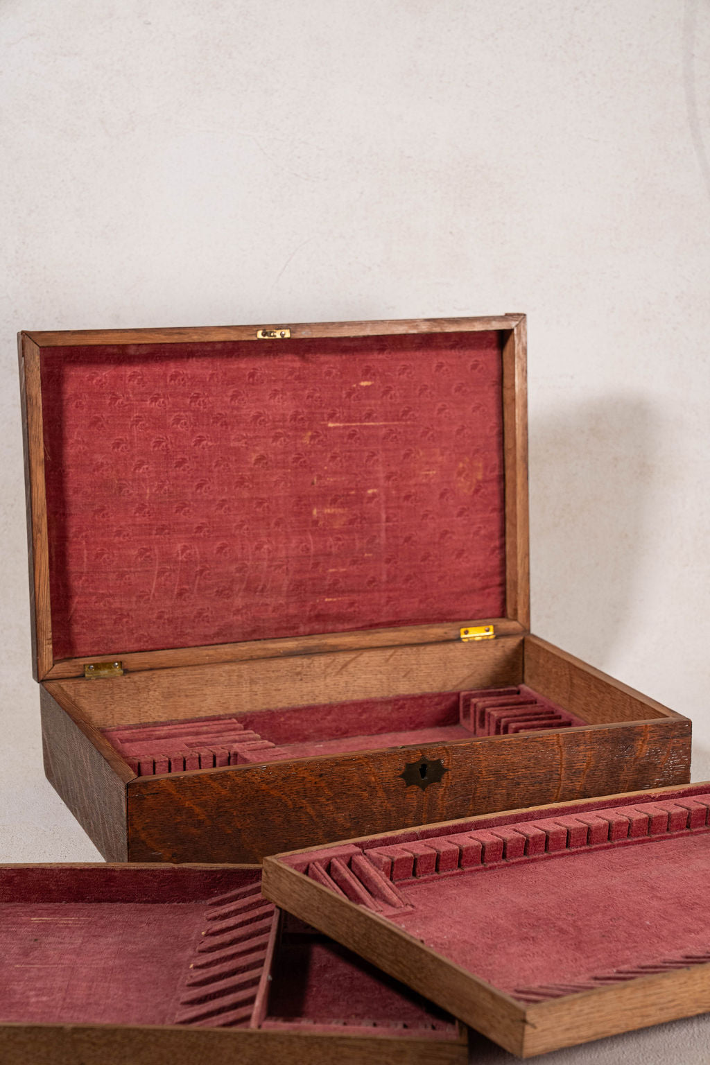 Antique English Oak Flatware Box