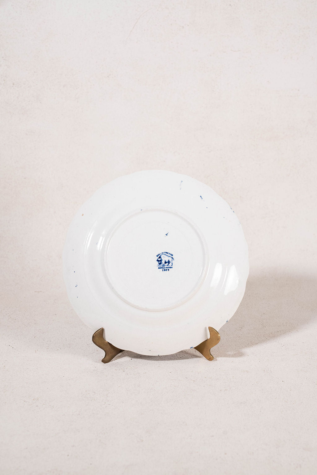 Antique 1907 Buffalo Pottery Chinoiserie Blue Willow Plate