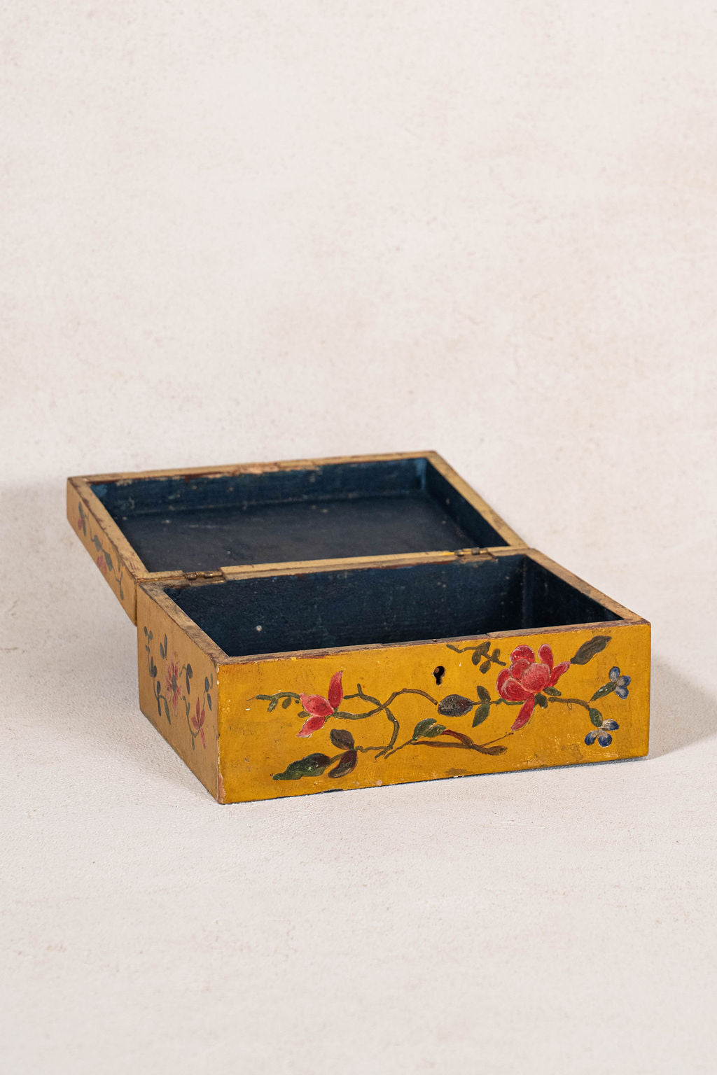 Vintage Hand Painted Mustard + Floral Box