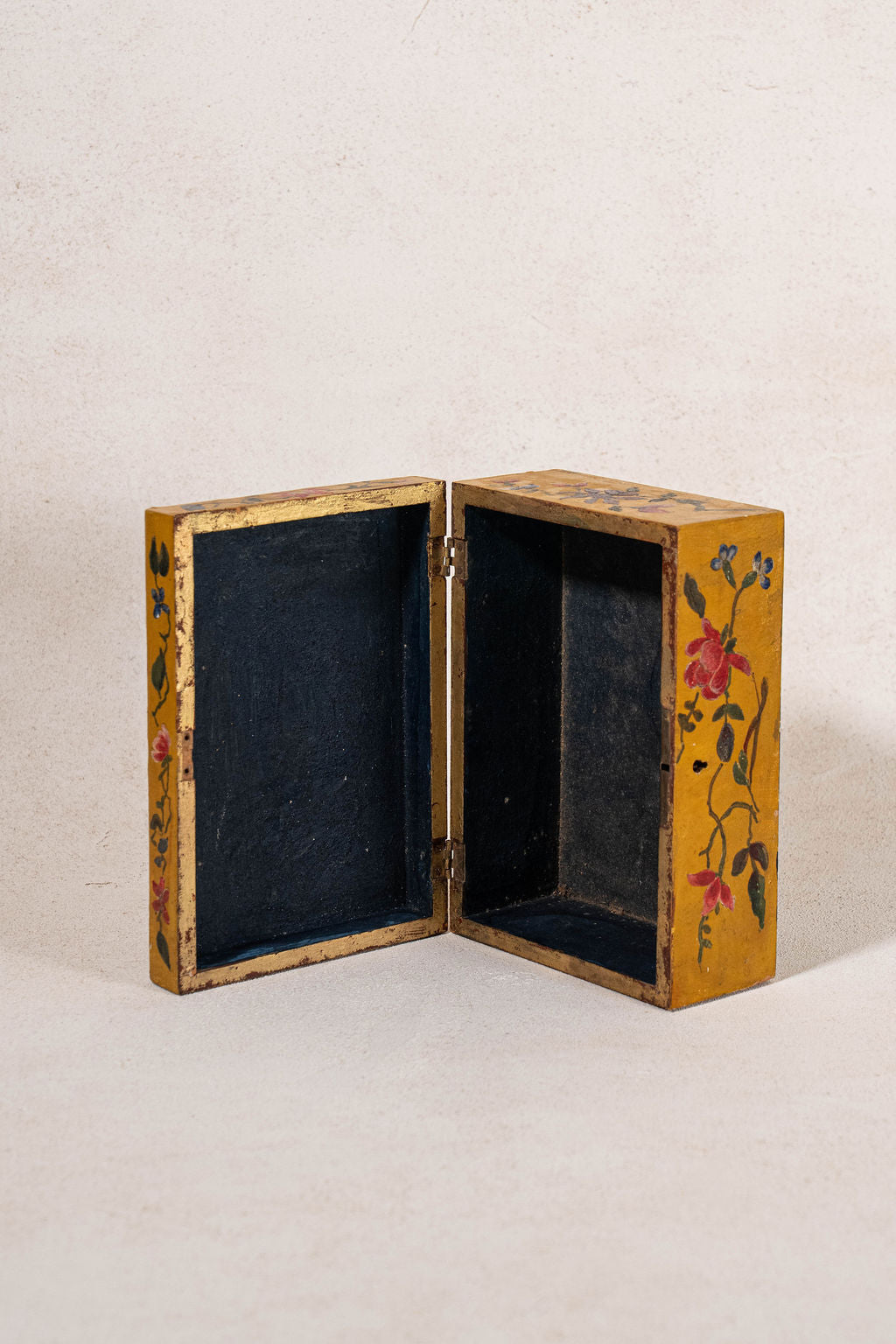 Vintage Hand Painted Mustard + Floral Box