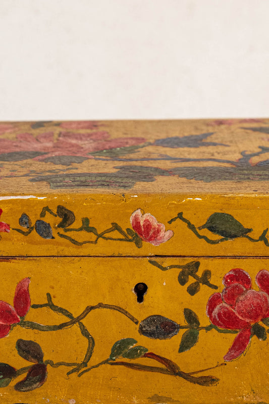 Vintage Hand Painted Mustard + Floral Box