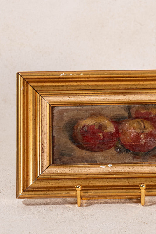 19th Century Petite French Fruit Still Life Oil on Board