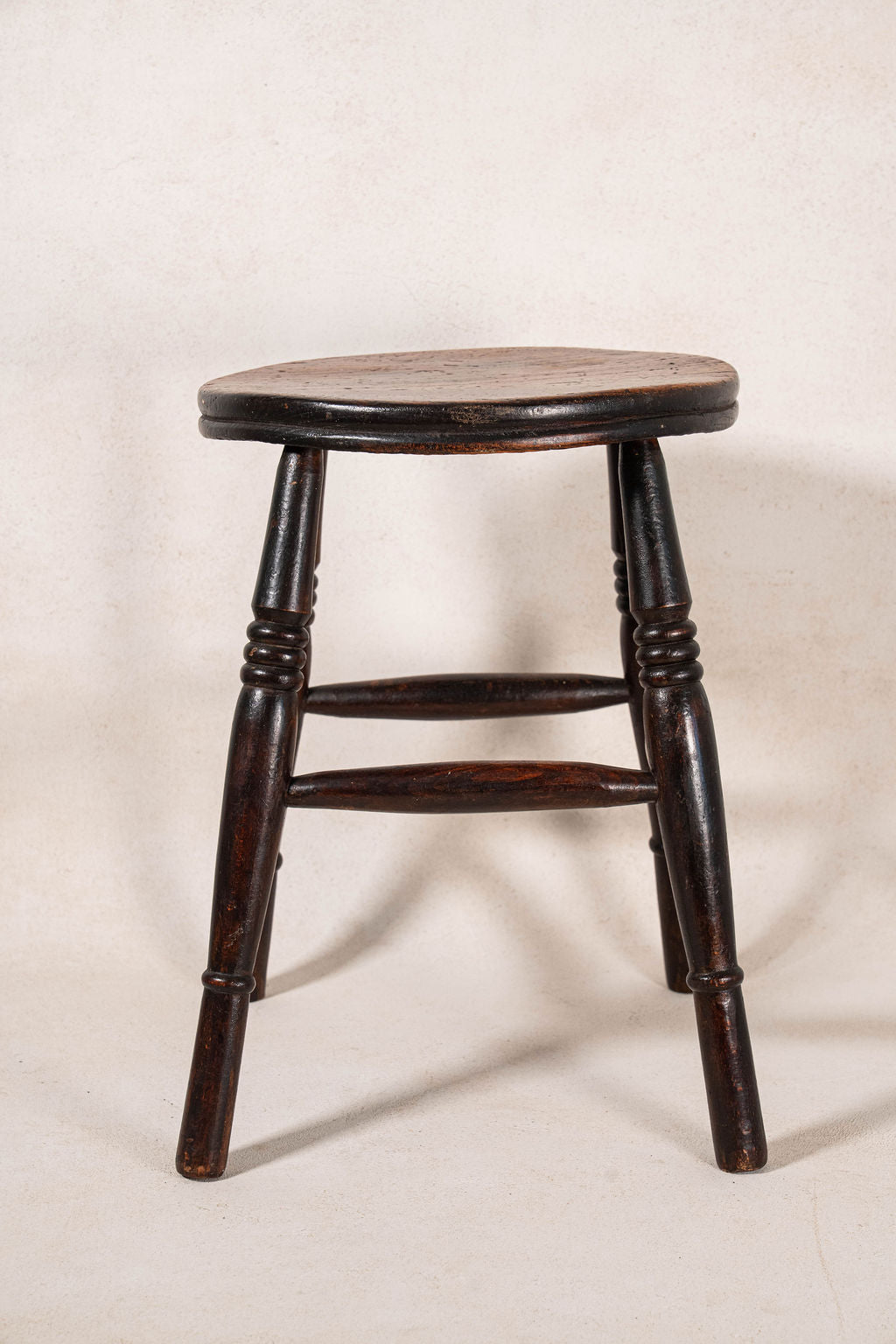 19th Century Oak Joint Stool with Stretchers