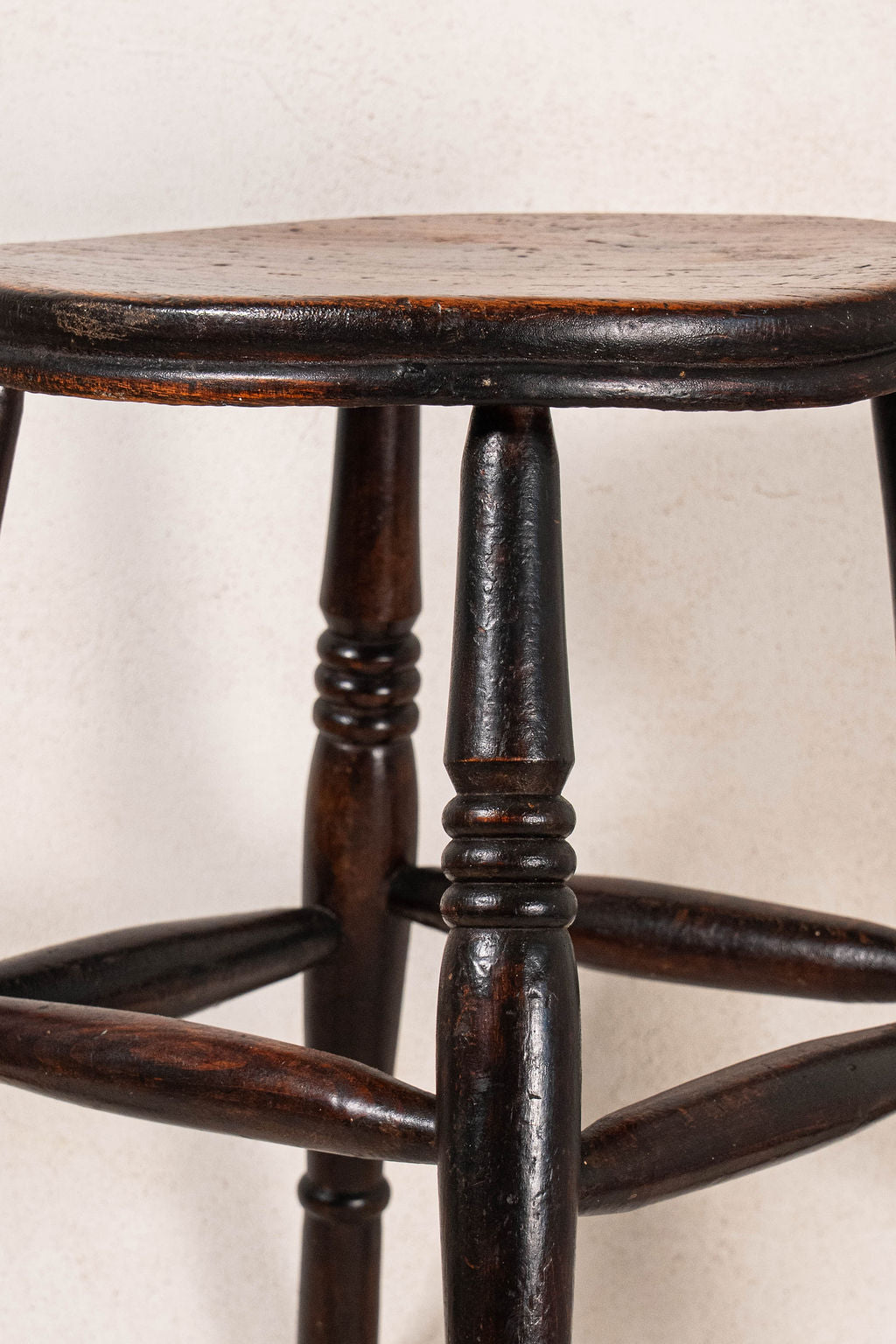 19th Century Oak Joint Stool with Stretchers