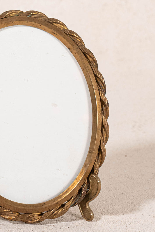 Antique French Brass Oval Rope Frame | Wall Hanging