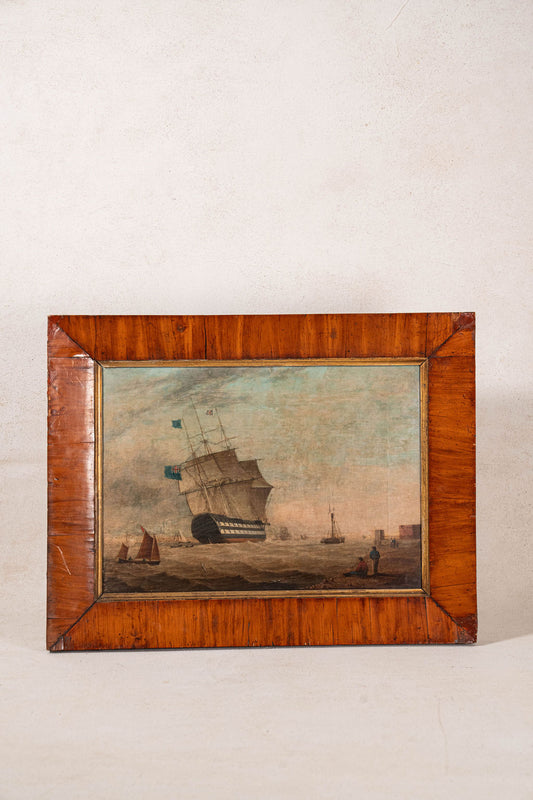 Attributed to William John Huggins (1781–1845) | Original Marine Oil Painting In Period Maple Frame