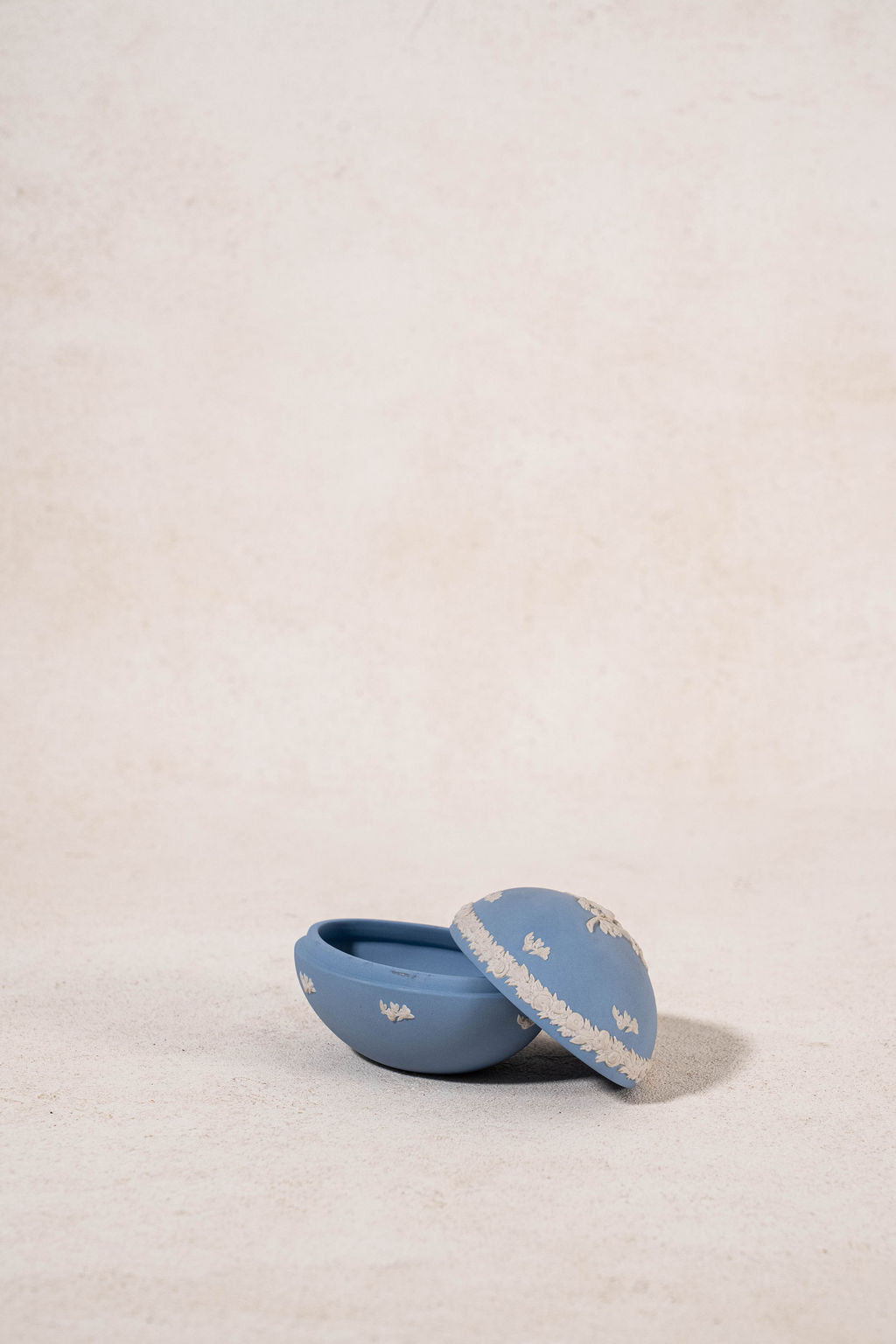 Wedgwood Blue Jasperware Cherub Egg Trinket Box