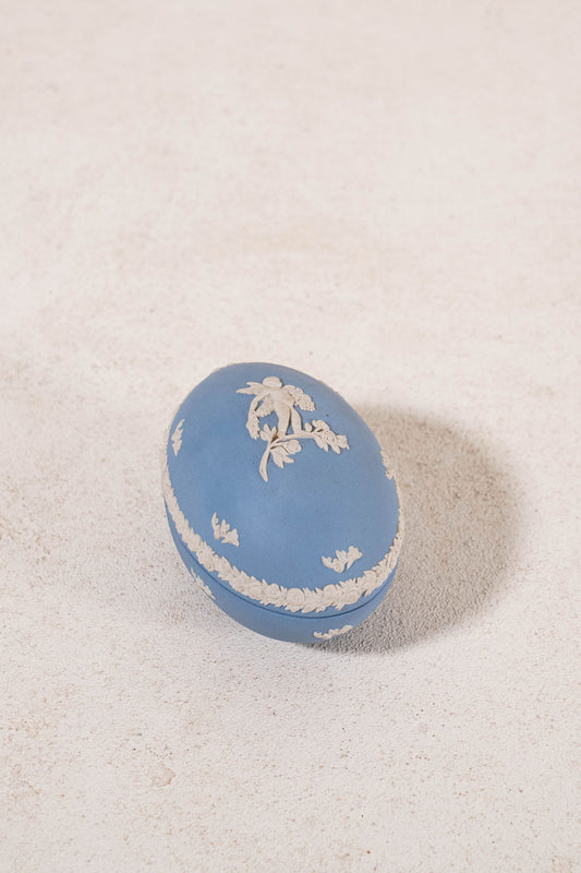 Wedgwood Blue Jasperware Cherub Egg Trinket Box