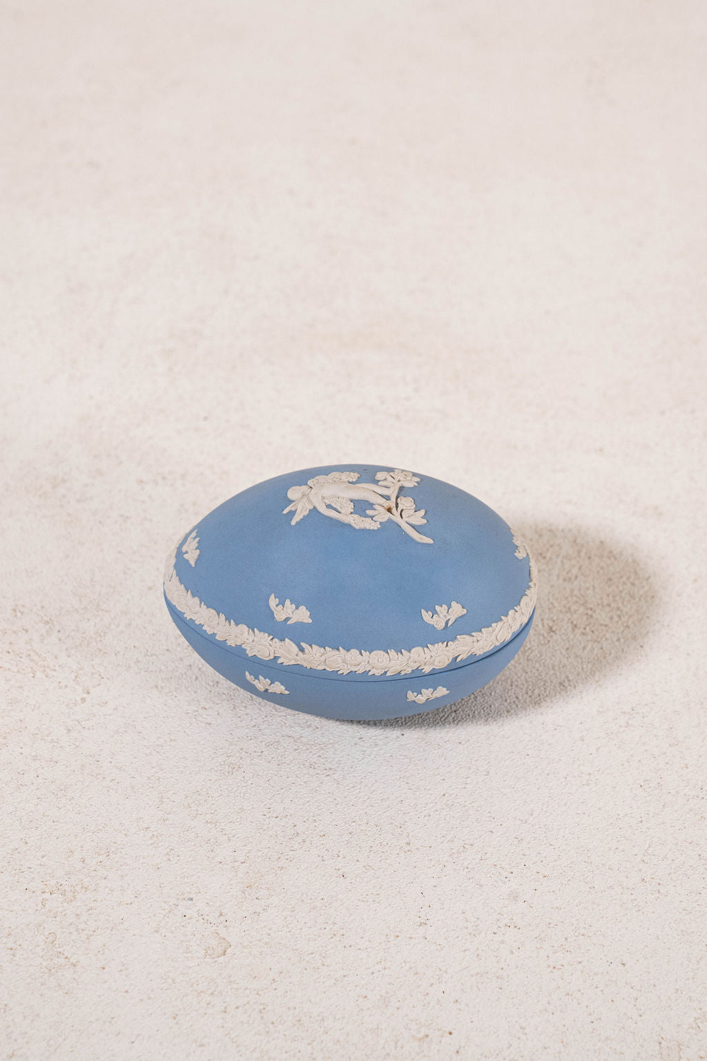 Wedgwood Blue Jasperware Cherub Egg Trinket Box