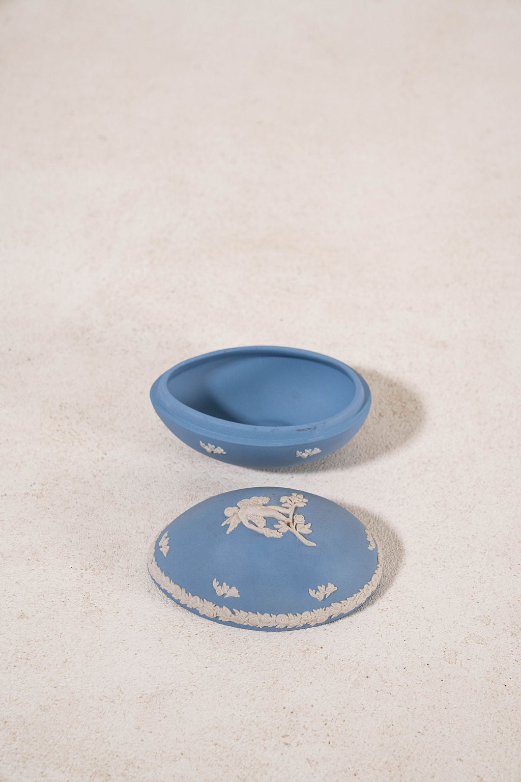 Wedgwood Blue Jasperware Cherub Egg Trinket Box