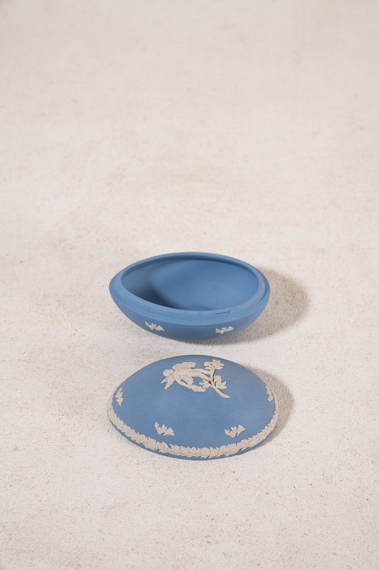 Wedgwood Blue Jasperware Cherub Egg Trinket Box