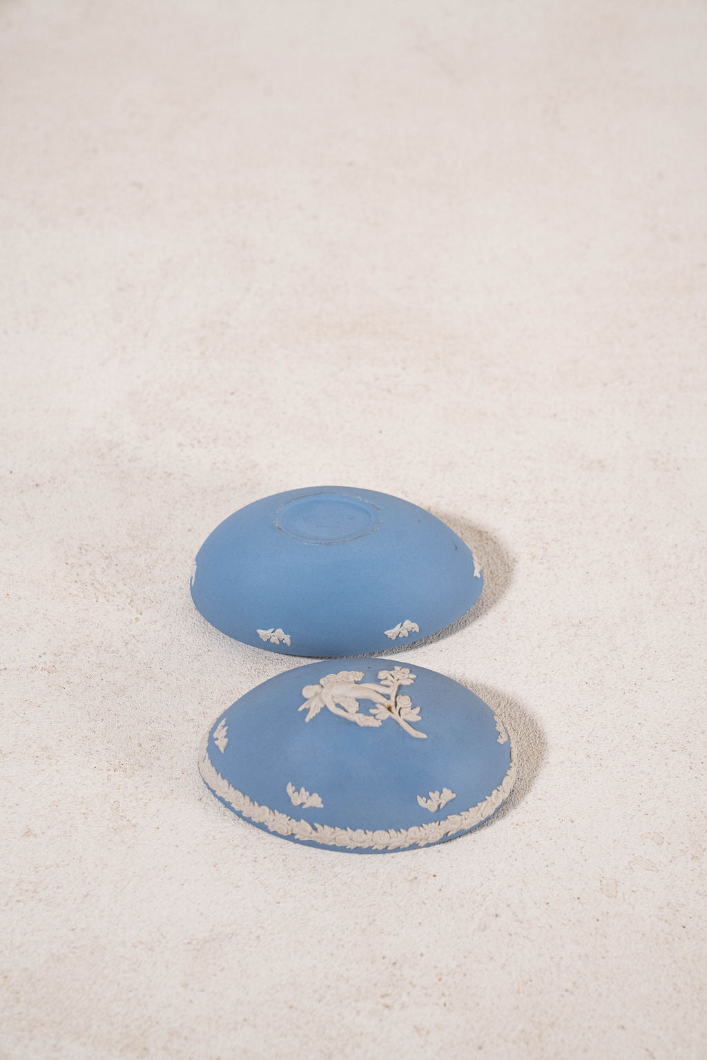 Wedgwood Blue Jasperware Cherub Egg Trinket Box