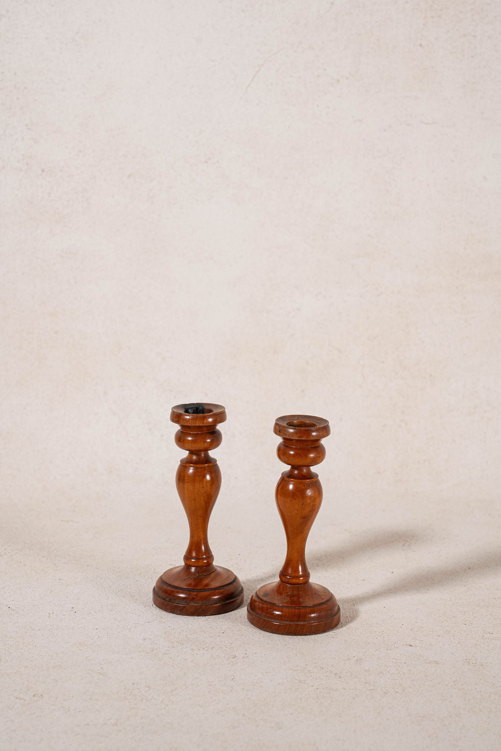 PAIR of 19th Century Satinwood 5.75"H Candlesticks