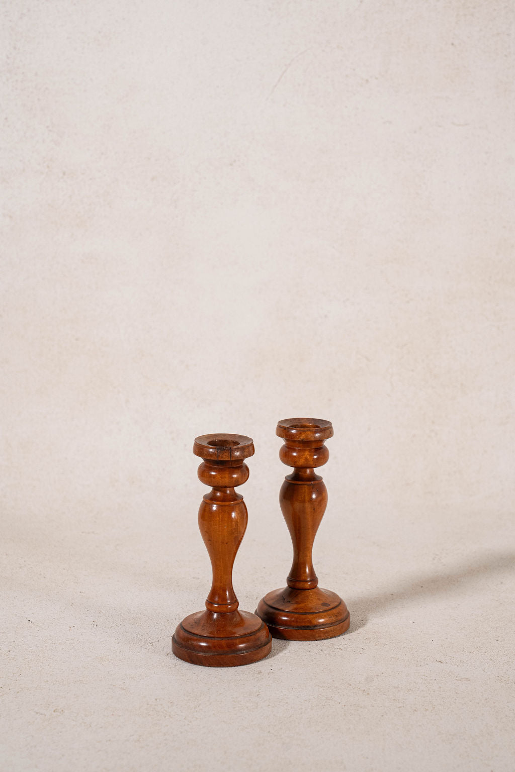 PAIR of 19th Century Satinwood 5.75"H Candlesticks