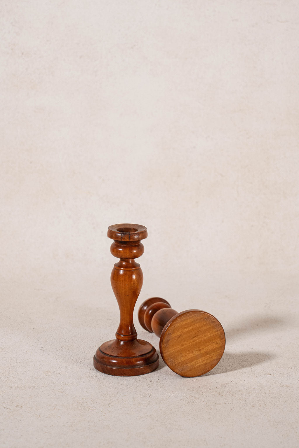PAIR of 19th Century Satinwood 5.75"H Candlesticks