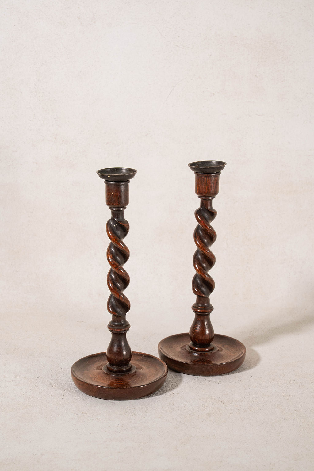 PAIR of Barley Twist 12"H Candlesticks (c. 1900)