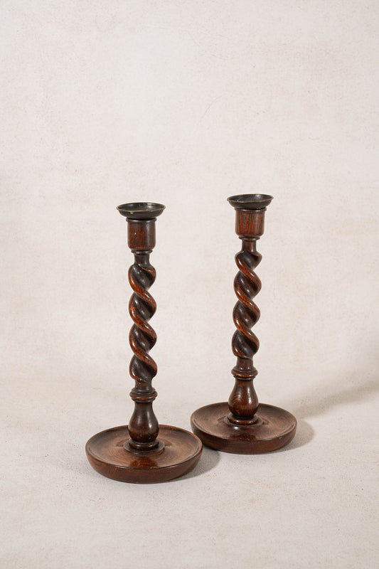 PAIR of Barley Twist 12"H Candlesticks (c. 1900)