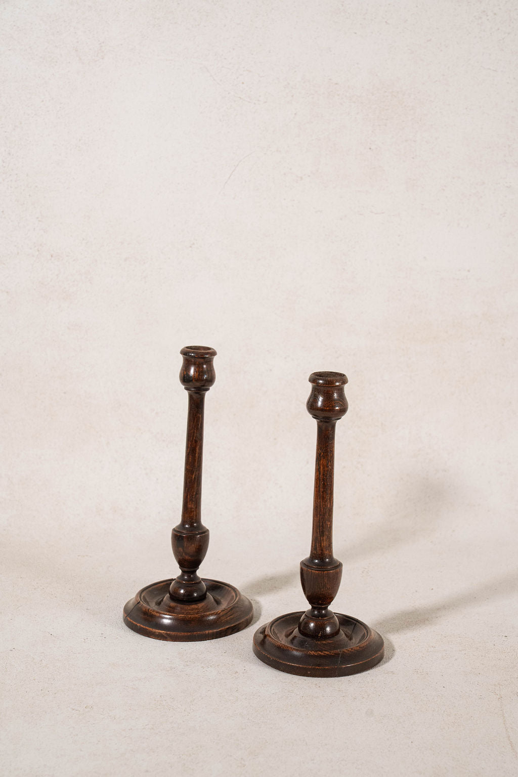 PAIR of 19th Century Turned Wood 10"H Candlesticks (c. 1880)