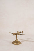 Load image into Gallery viewer, Vintage Solid Brass Airplane on Stand
