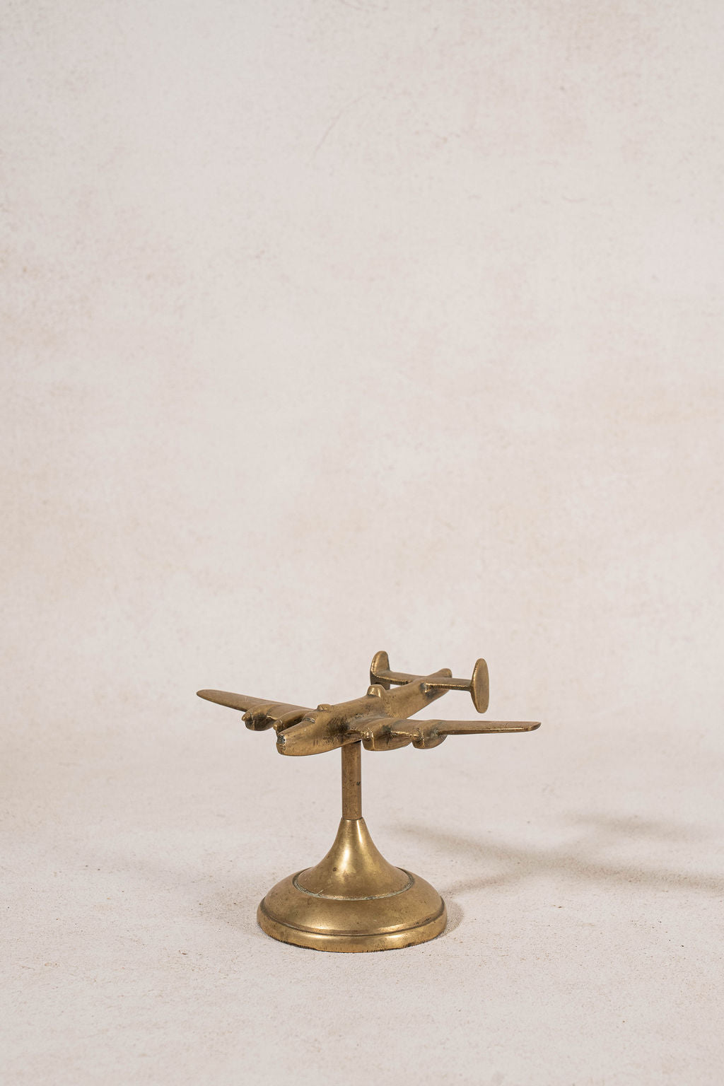 Vintage Solid Brass Airplane on Stand