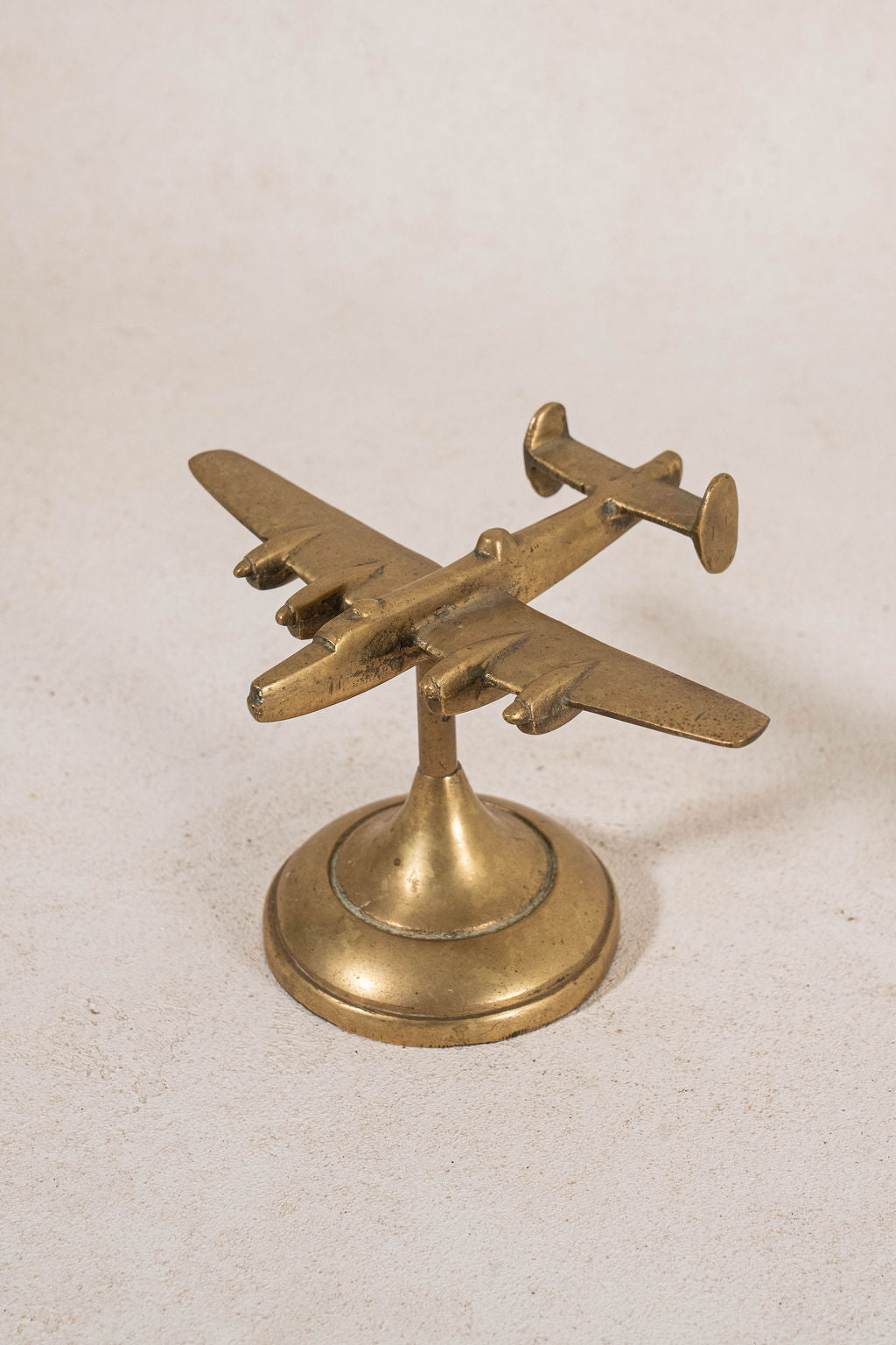 Vintage Solid Brass Airplane on Stand
