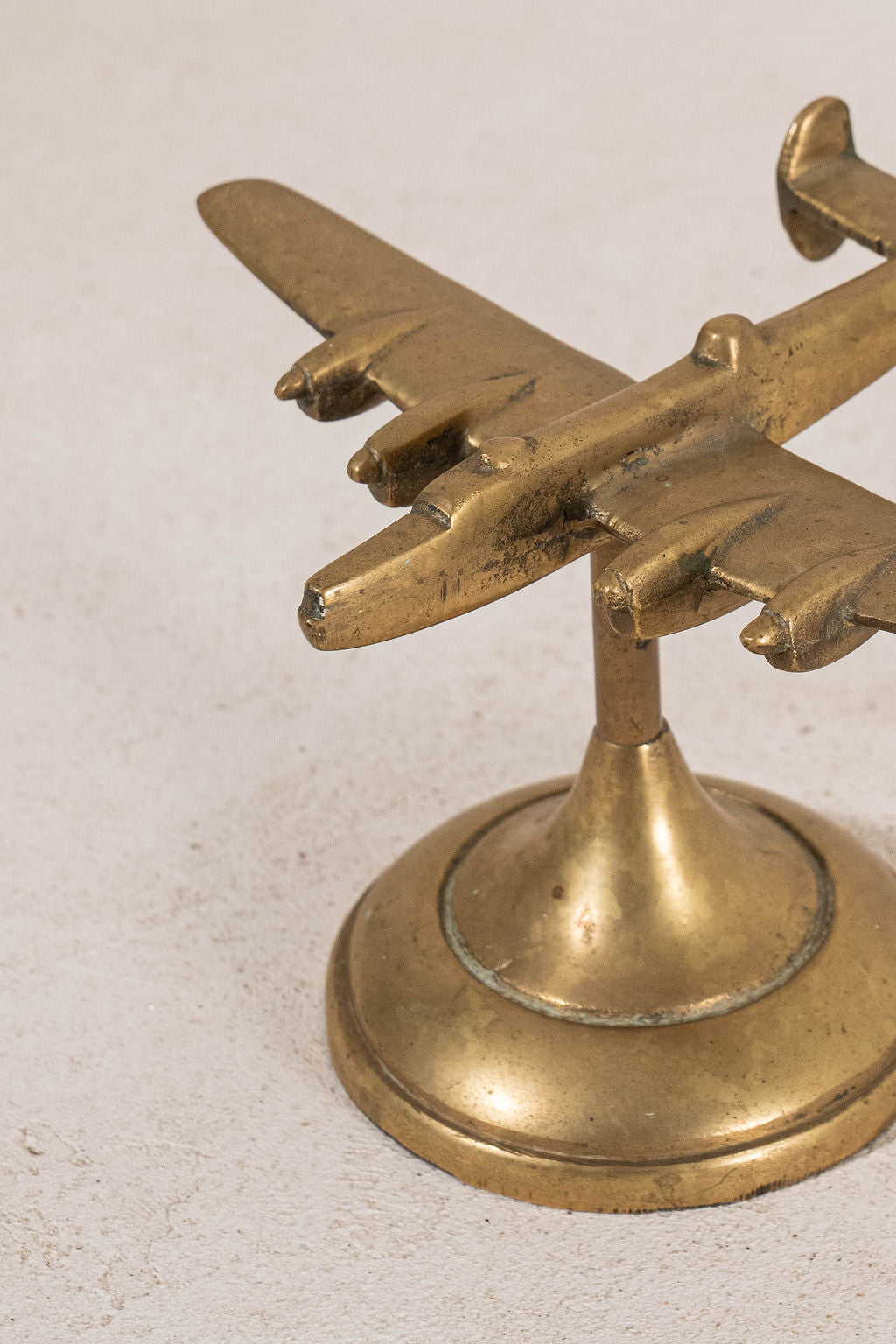 Vintage Solid Brass Airplane on Stand
