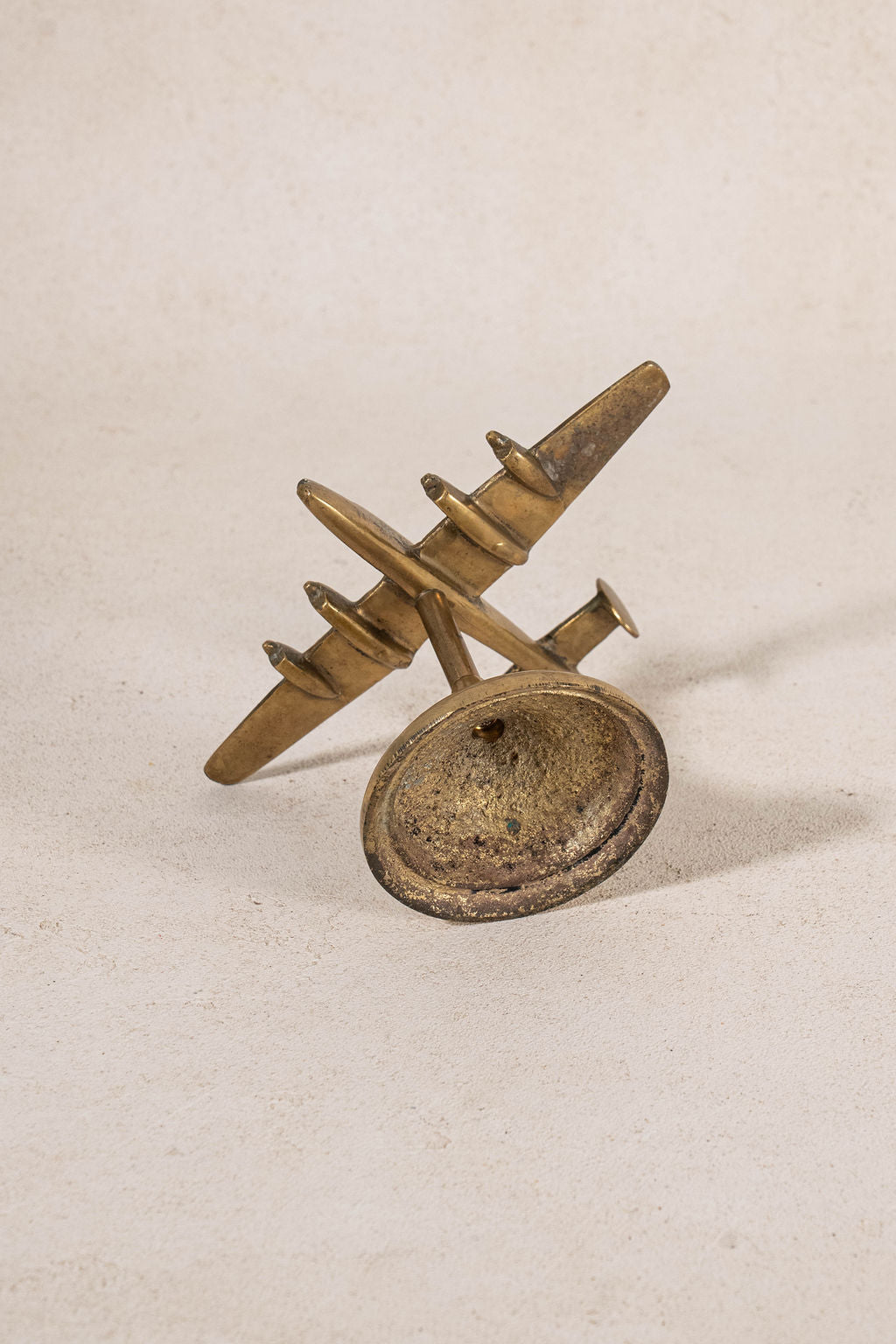 Vintage Solid Brass Airplane on Stand