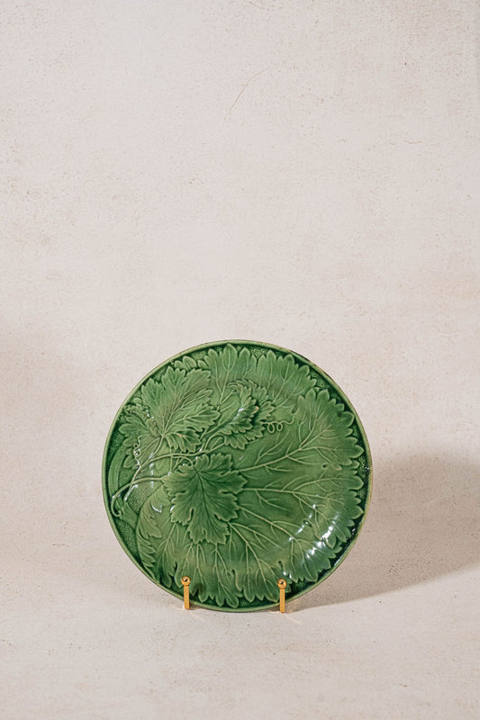 19th Century Kelly Green Majolica Leaf Plate