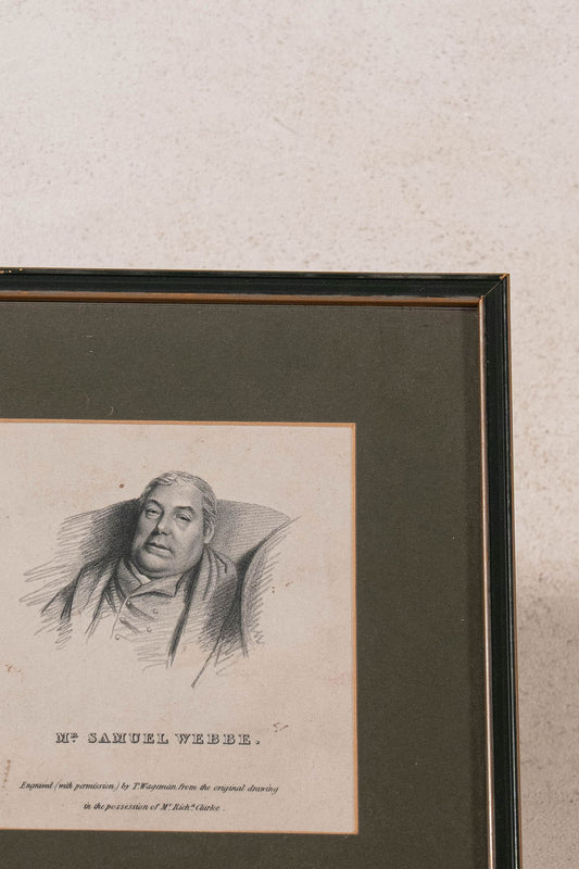 Vintage Framed Portrait of Englishman Mr. Samuel Webbe