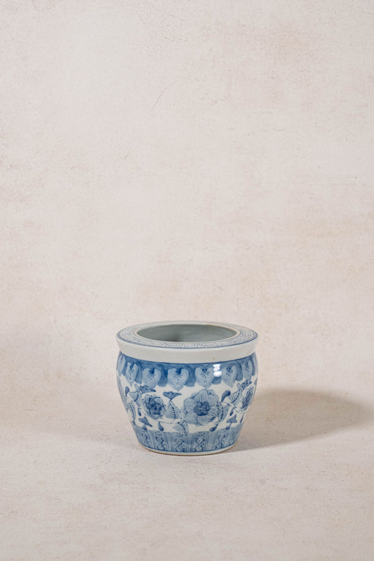 Vintage Chinoiserie Planter with Greek Key Rim