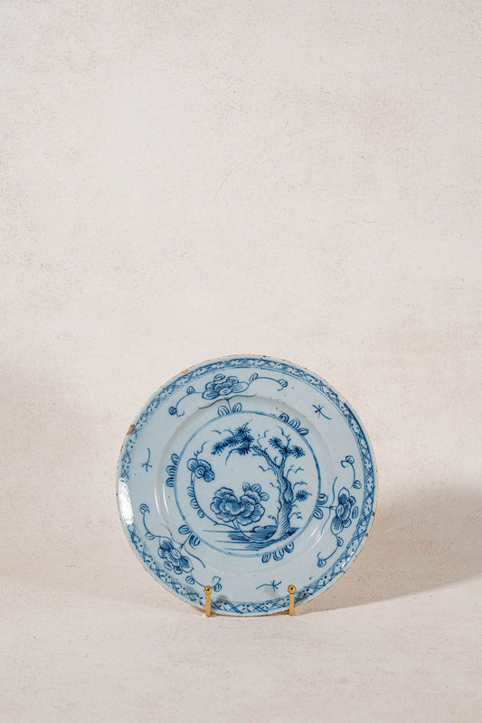 18th Century Blue + White Delft Plate