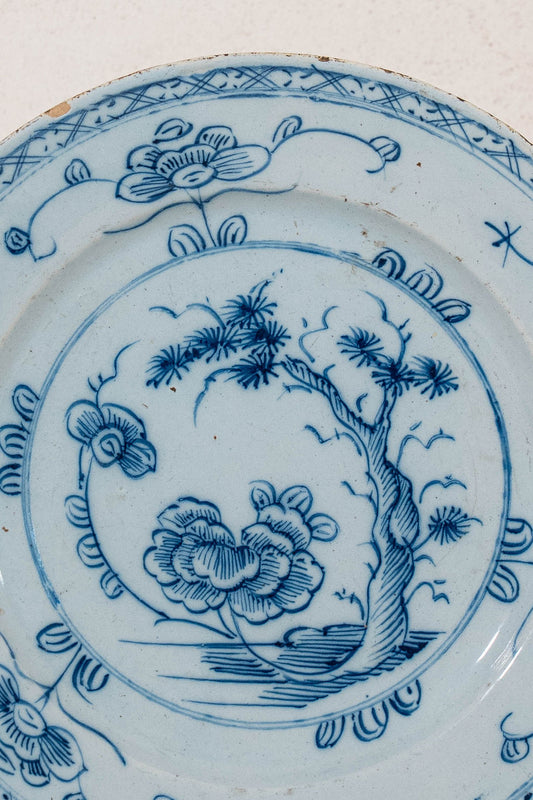 18th Century Blue + White Delft Plate