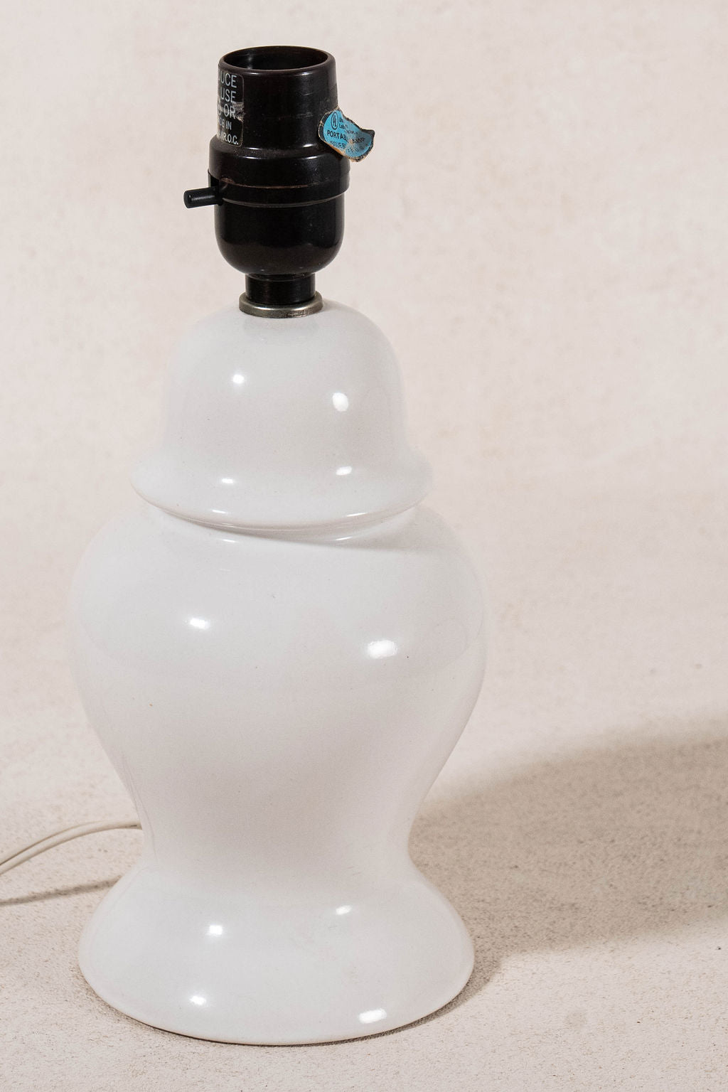 Vintage Petite White Ginger Jar Lamp