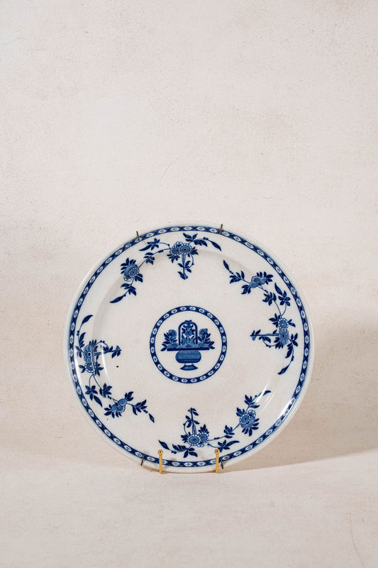 Antique Minton Delft Large Round Serving Platter (wall bracket included)