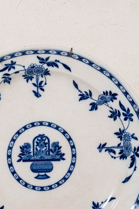 Antique Minton Delft Large Round Serving Platter (wall bracket included)