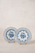 Load image into Gallery viewer, PAIR of Antique German Blue + White Reticulated Plates (c. 1905)
