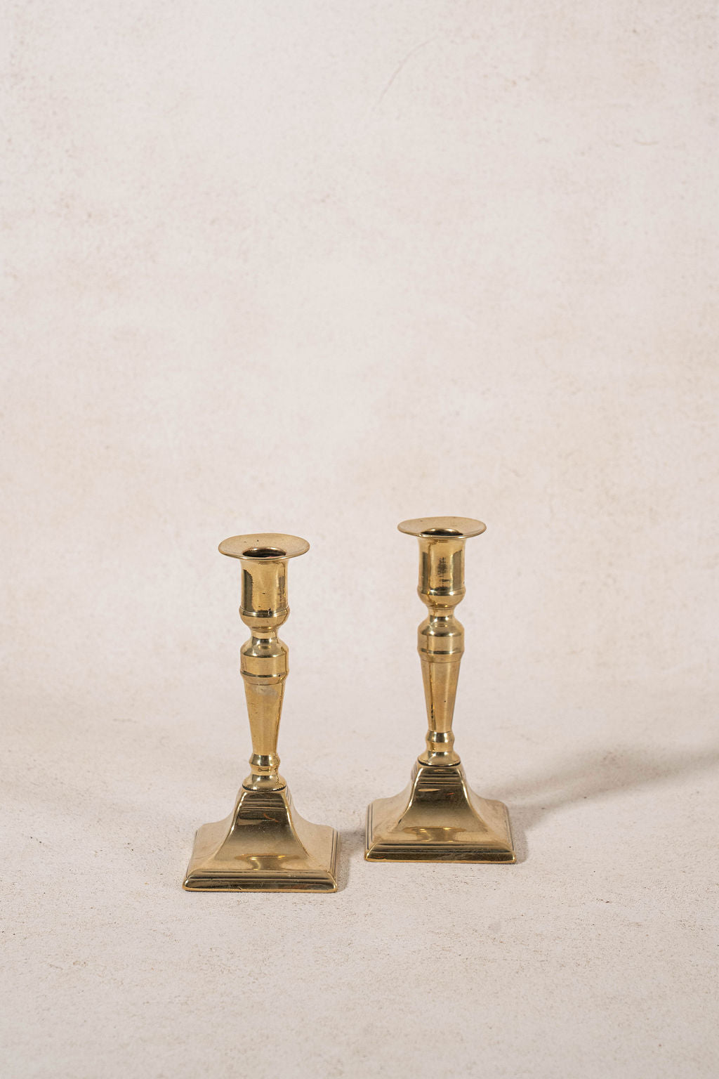 PAIR 19th Century Victorian English Brass Candlesticks (c. 1890) | 6.75"H