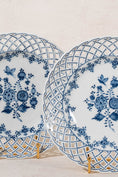 Load image into Gallery viewer, PAIR of Antique German Blue + White Reticulated Plates (c. 1905)
