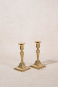 Load image into Gallery viewer, PAIR 19th Century Victorian English Brass Candlesticks (c. 1890) | 6.75"H
