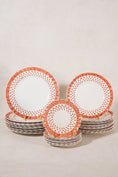 Load image into Gallery viewer, RARE | 44 Piece SET of Spode ‘Old Crow’ Orange/Coral Dishes (c. 1890)

