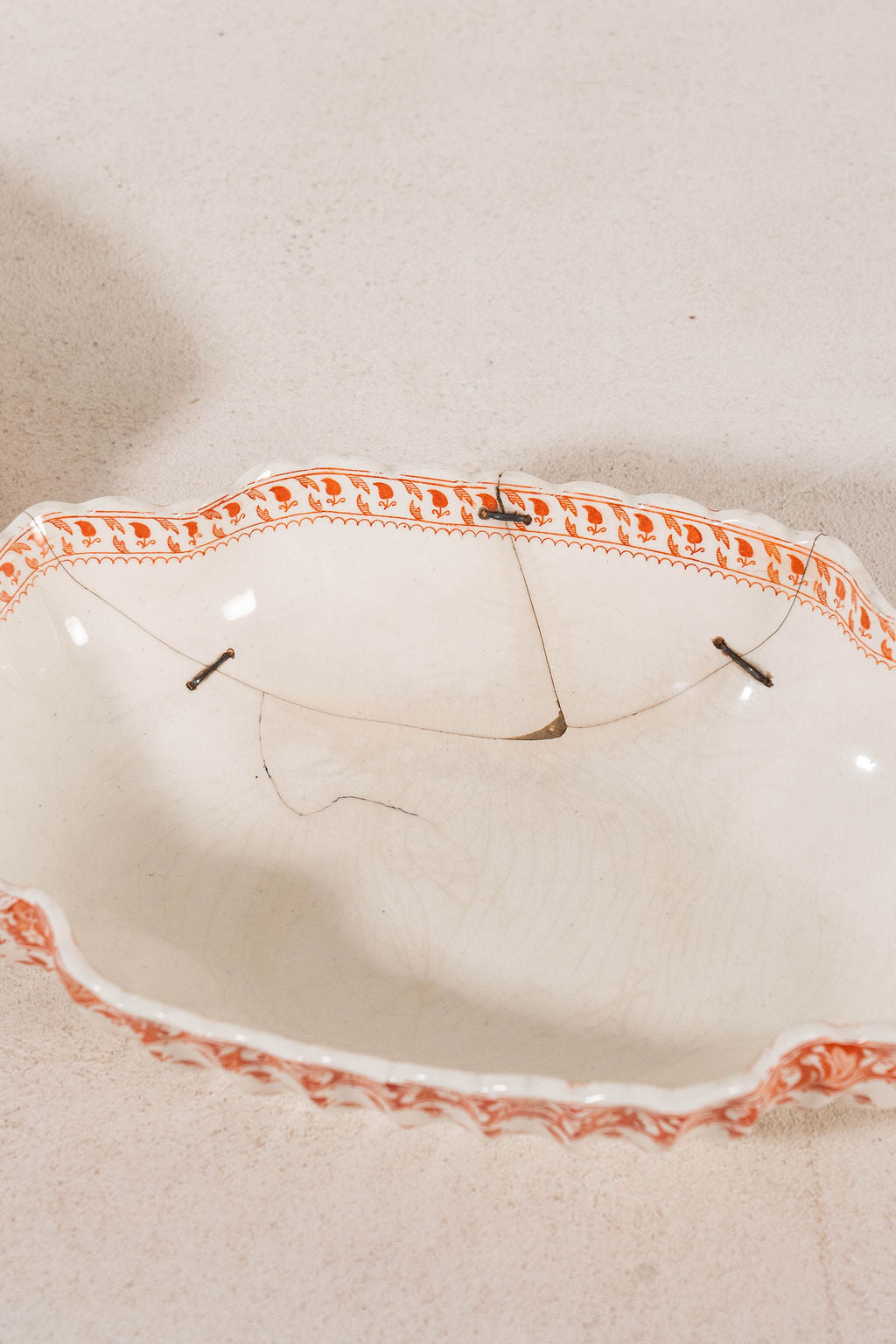 RARE | 44 Piece SET of Spode ‘Old Crow’ Orange/Coral Dishes (c. 1890)