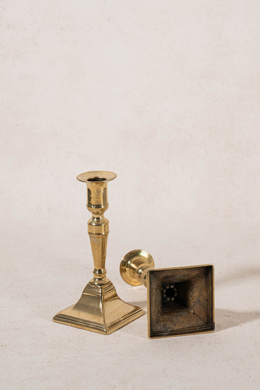 PAIR 19th Century Victorian English Brass Candlesticks (c. 1890) | 6.75"H